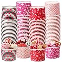 Pickmesh 80 Pcs Valentine's Day Paper Bowls 9 oz Heart Disposable Ice Cream Dessert Bowls Treat Snack Soup Cups for Hot or Cold Food Valentines Galentines Party Favor Supplies