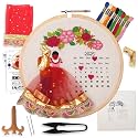 picknMAKE Fabric DIY Personalized Wedding Anniversary Embroidery Kit for Beginners, Calendar Hoop Art with 3D Bride & Groom Design, Floral Motifs, & Display Stand Perfect for Weddings & Anniversaries