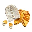 Picksparrow Baby Boy Shirt-Dhoti Pants-Booties (Cotton Silk, Checks)