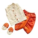 Picksparrow Baby Boy Shirt-Dhoti Pants-Booties (Cotton Silk, Checks)