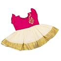Picksparrow Baby Girl Kerala Kasavu Cotton Dress