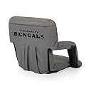 PICNIC TIME NFL Cincinnati Bengals Ventura Reclining Stadium Seat with Back Support, Bleacher Seat, Beach Floor Chair, (Heathered Gray)