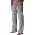 PIDOGYM Mens Cotton Linen Pants Beach Casual Pajama Pants with Pockets