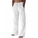 PIDOGYM Mens Cotton Linen Pants Beach Casual Pajama Pants with Pockets
