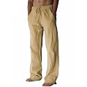 PIDOGYM Mens Cotton Linen Pants Beach Casual Pajama Pants with Pockets