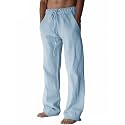 PIDOGYM Mens Cotton Linen Pants Beach Casual Pajama Pants with Pockets