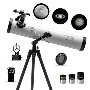 pie matrix pegasus 76700 newtonian reflector telescope with 235x ultra hd zoomfully coated glass opticsalt-az mount professional telescopes to explore moon saturn rings planets amp deep sky objects