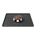 Pieviev Silicone Dog Cat Food Bowl Mat, Waterproof Raised Edge, 16'' x 12''