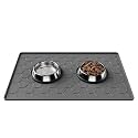 Pieviev Silicone Dog Cat Food Bowl Mat, Waterproof Raised Edge, 24'' x 16''