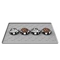 Pieviev Silicone Dog Cat Food Bowl Mat, Waterproof Raised Edge, 34'' x 22''