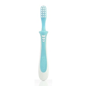 pigeon baby training toothbrush lesson 3 green  oral care training for toddlers  soft gentle bristles  easy grip handle  suitable for 1218 month babies