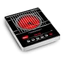 Pigeon Eva Infrared Cooktop 2000 Watts Black (with Free Stainless Steel Grill, Full touch Panel, Auto shut off and Overheat Protection)