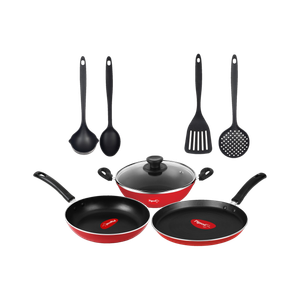 pigeon mio gift set non-stick coated cookware set aluminium 8 - piece
