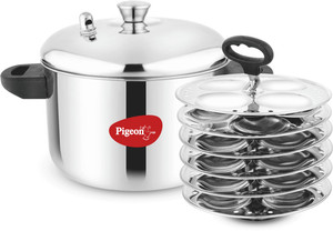 pigeon pigeon idly maker induction and gastove compatible 6 plates induction  standard idli maker