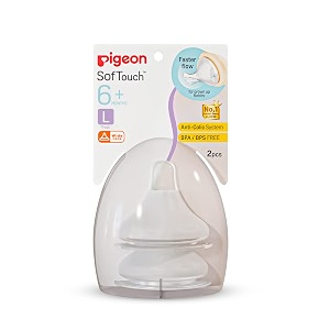 pigeon softtouch peristaltic plus nipple l y cutfor 6 month babieswide neckbps freebpa freepack of 2