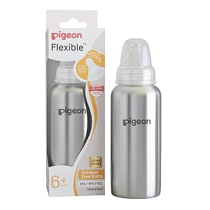 pigeon steel bottle 240ml y size with plastic hood amp cap natural