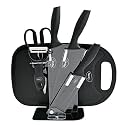 Pigeon By Stovekraft Edge Multipurpose Combo|High Grade Stainless Steel|3 Pcs Kitchen Knife, 1 Chopping Board, 1 Peeler, 1 Scissor and 1 Stand |Black