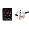 Favourite Induction Base Aluminium Pressure Cooker with Outer Lid, 5 Litres, Silver+Pigeon by Stovekraft ABS plastic Acer Plus Induction Stove,cooktop,chula of 1800 watts with Fe