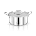 Pigeon Tristeel Triply Stainless Steel Biryani Pot with Lid (3550ml) | Full Body Triply | ISI Marked Stainless Steel Casserole | Even Heat Distribution | Gas & Induction Friendly