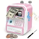 Piggy Bank for Kids Electronic ATM with Password Fingerprint Unlock - Pink