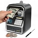 Piggy Bank for Kids Electronic ATM with Password Fingerprint Unlock - Black