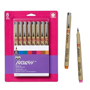 pigma brush pens set of 8 colors