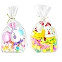 PigPotParty Cellophane Treat Bags 7x10 Inch, 100 Pack, Clear Goodie Bags