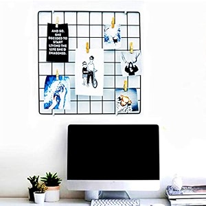diy steel grid square photo frame for wall 40  40 cm clip holder photo framemulti functional creative mesh wall grid made in india-black-1pc