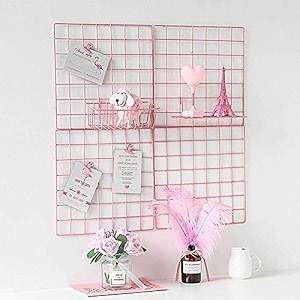 diy steel grid square photo frame for wall 40 x 40 cm clip holder photo frame multi functional creative mesh wall grid made in india 1 pink 2
