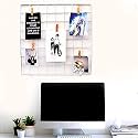 DIY Steel Grid Photo Frame for Wall [40 * 40 cm] Clip Holder Photo Frame,Multi Functional Creative Mesh Wall Grid [Made in India] (1) (White, 2), Rectangular