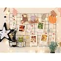 Rectangular DIY Steel Grid Photo Frame For Wall Clip Holder Photo Frame,Multi Functional Creative Mesh Wall Grid-(Package: 1xFrame (45X65 cm) + 1xBasket )-[Made in India] (Black)