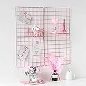 DIY Steel Grid Square Photo Frame for Wall, 40 x 40 cm Clip Holder Photo Frame, Multi Functional Creative Mesh Wall Grid, Made in India, 1 (Pink, 2)