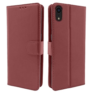 pikkme brown leather magnetic flip wallet case cover for iphone xr