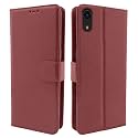 Pikkme Brown Leather Magnetic Flip Wallet Case Cover for iPhone XR