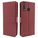 Pikkme Brown Leather Magnetic Vintage Flip Wallet Case Cover for Vivo U20 / Y19