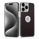 Pikkme Chrome Leather Back Cover | Flexible Pu Leather | Full Camera Protection | Silver Electroplated Chrome | Bumper Case for iPhone 15 Pro Max (Chrome Coffee)