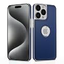 Pikkme Chrome Leather Back Cover | Flexible Pu Leather | Full Camera Protection | Silver Electroplated Chrome | Bumper Case for iPhone 15 Pro Max (Chrome Blue)