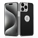Pikkme Chrome Leather Back Cover | Flexible Pu Leather | Full Camera Protection | Silver Electroplated Chrome | Bumper Case for iPhone 15 Pro Max (Chrome Black)