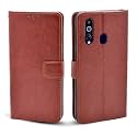 Pikkme Flip Case Leather Finish | Inside TPU with Card Pockets | Wallet Stand and Shock Proof | Magnetic Closing | Complete Protection Flip Cover for Samsung Galaxy M40 / Samsung Galaxy A60 (Brown)