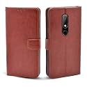 Pikkme Flip Cover Brown Leather Case : Inner TPU, Leather Card Slot Wallet Stand for Nokia 6.1+