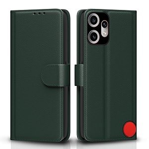 pikkme flip cover for cmf by nothing phone 2 pro 5g leather finish  inside tpu with card pockets  wallet stand and shock proof  complete protection flip casegreen