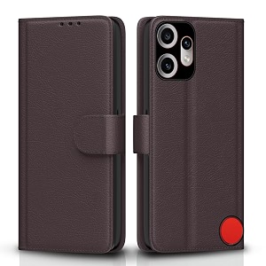pikkme flip cover for cmf by nothing phone 2 pro 5g leather finish  inside tpu with card pockets  wallet stand and shock proof  complete protection flip casecoffee