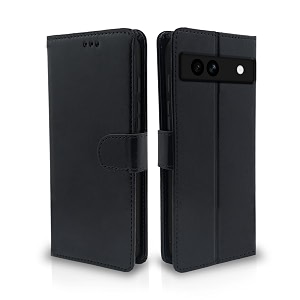 pikkme flip cover for google pixel 7a  leather finish  shockproof with card pockets amp wallet stand  ultimate protection case black