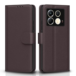 pikkme flip cover for infinix note 40 5g  leather finish  shockproof with card pockets amp wallet stand  ultimate protection case coffee