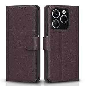 pikkme flip cover for infinix note 40x 5g  leather finish  shockproof with card pockets amp wallet stand  ultimate protection casecoffee