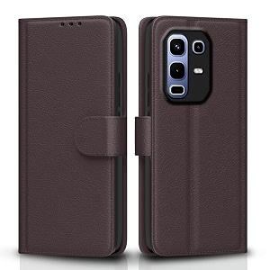 pikkme flip cover for infinix note 50s 5g leather finish  inside tpu with card pockets  wallet stand and shock proof  complete protection flip case coffee