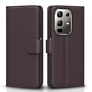 pikkme flip cover for infinix note 50x 5g  leather finish  shockproof with card pockets amp wallet stand  ultimate protection case coffee