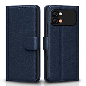 pikkme flip cover for infinix note edge 5g leather finish  inside tpu with card pockets  wallet stand and shock proof  complete protection flip case blue