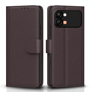 pikkme flip cover for infinix note edge 5g leather finish  inside tpu with card pockets  wallet stand and shock proof  complete protection flip case coffee