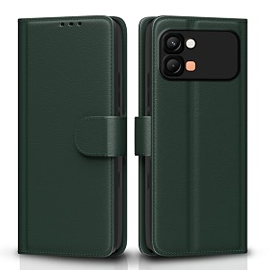 pikkme flip cover for infinix note edge 5g leather finish  inside tpu with card pockets  wallet stand and shock proof  complete protection flip case green
